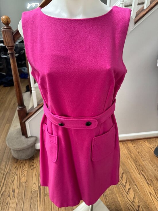 RED Valentino Dresses & Skirts - RED R.E.D. Valentino Pink Wool Pleated Button Belt Detail Mini Dress Size 44